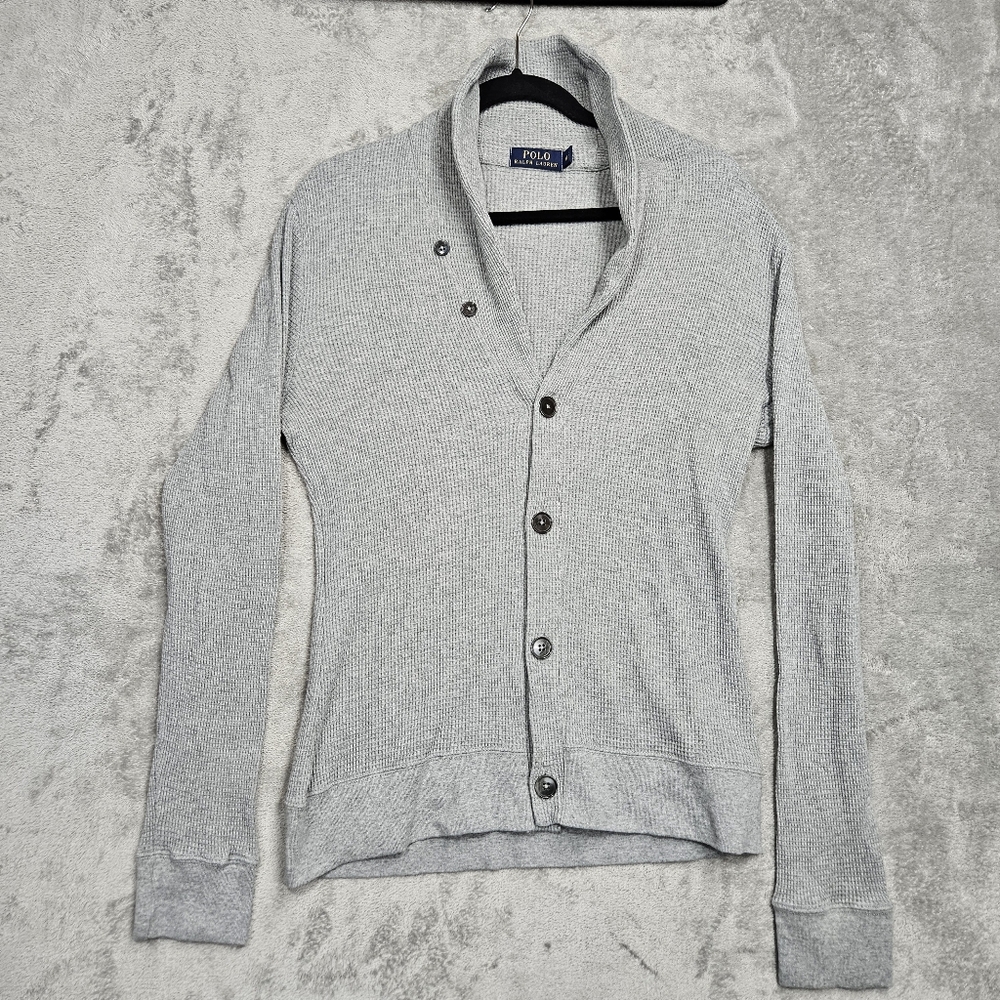 Polo Ralph Lauren Light Gray Heather Shawl Collar Button-Up Cardigan Sweater Men